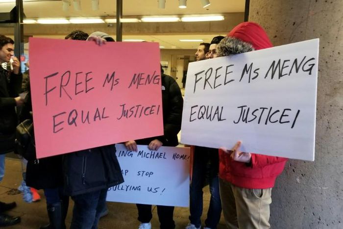 Actors say they were paid to be protesters outside a Vancouver courtroom on January 20, 2020, calling for the release of a Chinese telecommunications executive fighting extradition to the United States