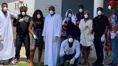 Fella Makafui and Medikal donate items Ghana Police and the less privillage