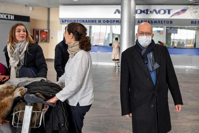 French Ambassador Pierre Levy said it was "not in the interests of the authorities to have foreigners floating around" as dozens of expats gathered for a repatriation flight to France for French and European nationals stuck in Russia