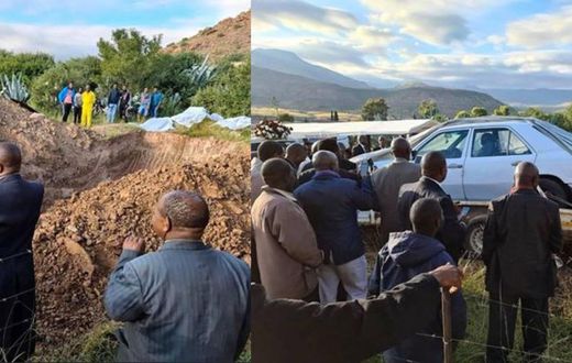 Villagers watch speechlessly as local chief is buried in Mercedes Benz (video/photos)
