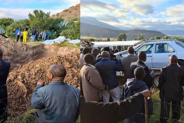 Villagers watch speechlessly as local chief is buried in Mercedes Benz (video/photos)