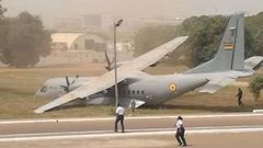 Military aircraft overruns apron at Ghana Air Force Base