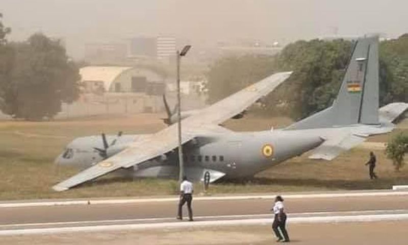 Military aircraft overruns apron at Ghana Air Force Base