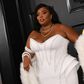 US singer-songwriter Lizzo rocks a Versace corset gown at the Grammys