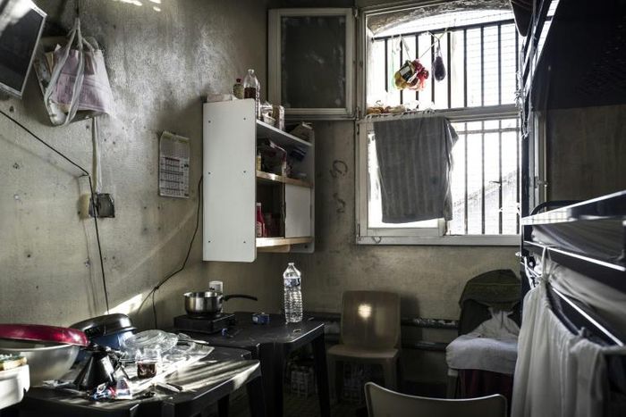 A cell at the Fresnes prison near Paris, one of France's largest, which holds some 2,500 people -- nearly double the number of beds at the site.