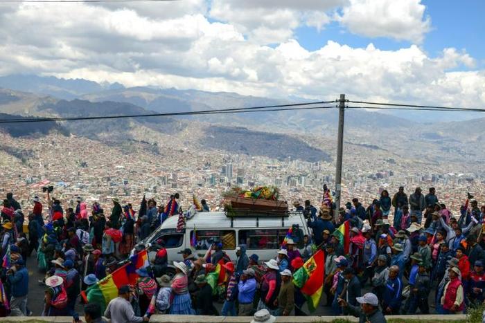A funeral procession of eight supporters of Bolivia's ex-President Evo Morales, killed when security forces lifted a siege on a fuel plant