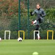 Tottenham striker Harry Kane works his way back to fitness at the club's training ground