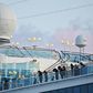 People still in quarantine stand on the deck of the Diamond Princess in Yokohama on February 18, 2020