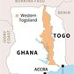 Map locating "Western Togoland" in Ghana.