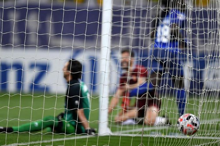 Al Hilal's Bafetimbi Gomis  celebrates after scoring the opener