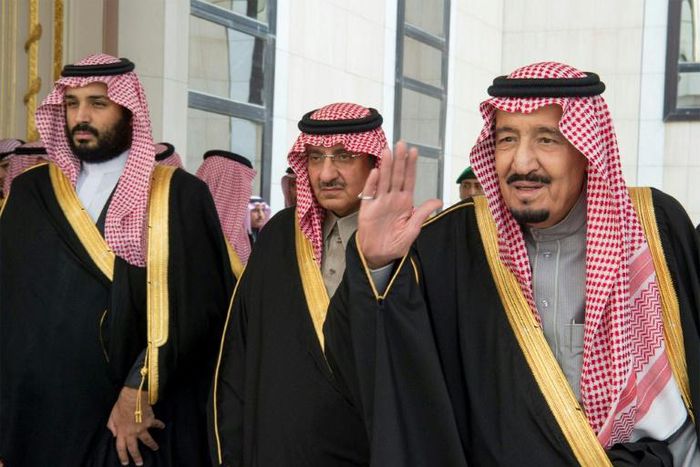 Saudi King Salman bin Abdulaziz (R), Crown Prince Mohammed bin Nayef (C) and deputy Crown Prince Mohammed bin Salman, pictured in late 2016