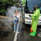 Colombian border police sprayed disinfectant on Venezuelan migrants returing home to prevent the spread of the deadly novel coronavirus