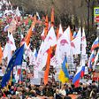 Opposition supporters march in memory of murdered Kremlin critic Boris Nemtsov in downtown Moscow on February 29, 2020