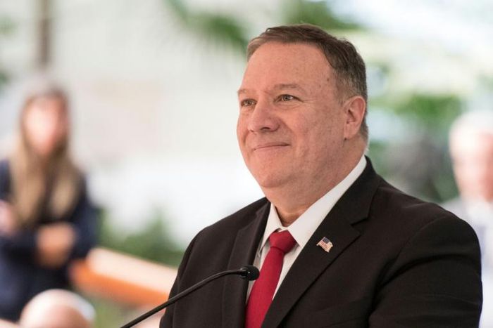 In Kiev, US Secretary of State Mike Pompeo, pictured, will meet President Volodymyr Zelensky, who is at the center of President Donald Trump's impeachment trial