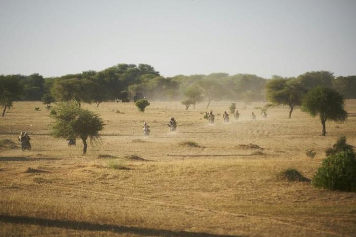 Burkina Faso soldiers patrol a rural area in the country's north in November 2019