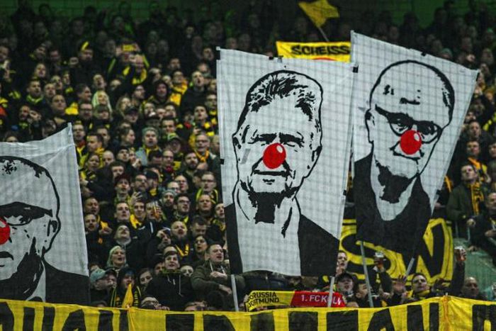 Hoffenheim's billionaire benefactor Dietmar Hopp (C) has been the target of fans of several Bundesliga clubs