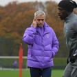 Jose Mourinho takes training ahead of Tottenham's Champions League match against Olympiakos