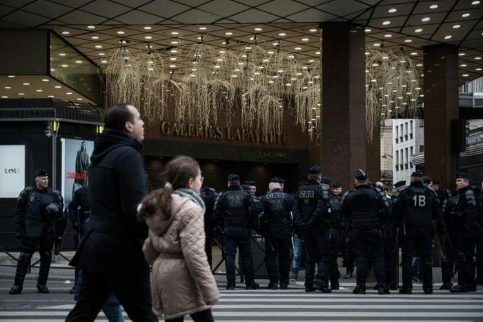 Yellow vest protesters occupied the glitzy Galeries Lafayette department story in Paris Sunday