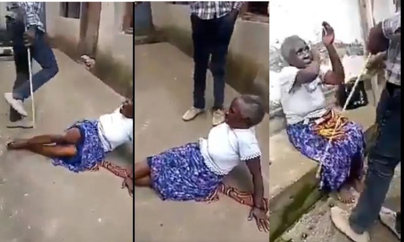 ‘Heartless’ man flogs aged grandmother mercilessly as pastor says she’s a witch (video)