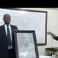 Justice Anin Yeboah receives pencil drawing from Artwork by Pimpin