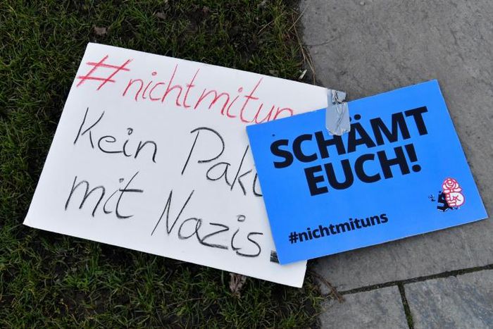 Protesters are outraged at 'pacts with Nazis'