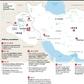 Map of Iran and Iraq showing latest developments in military escalation in which Iranian General Qasem Soleimani was killed in a US strike on the orders of Donald Trump