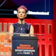 US football star Megan Rapinoe, here receiving Sports Illustrated's Sportsperson of the Year Award for 2019, vowed athletes won't be silenced after the IOC warned against politica protests at the 2020 Tokyo Olympics