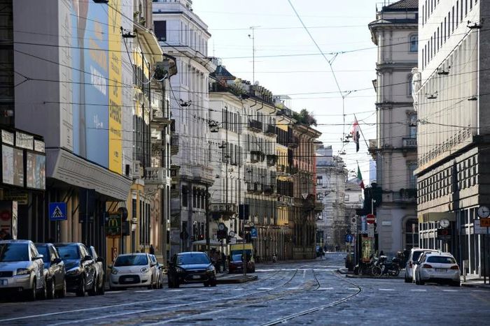 The streets of 
Milan were deserted on Sunday after the government signed off on a strict lockdown in the north of Italy