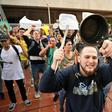 People take part in a pot-banging protest in Cali on November 22, 2019, a day after a nationwide strike by students, unions and indigenous groups against the government of Colombia President Ivan Duque