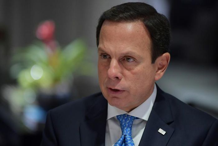 Governor Joao Doria speaks during an interview with AFP in Sao Paulo on March 26