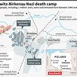 Map of the Auschwitz-Birkenau Nazi death camp as it was in 1944 in Poland. Over a million Jews were exterminated in the camp by the Nazis between 1940 and 1945