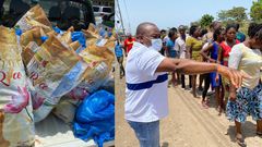 Hassan Ayariga shares food items to the needy using the best method seen so far (video)