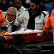 Martin Terrier was stretchered off after fainting during the first half of Lyon's game against Toulouse