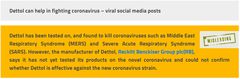 Dettol has not been tested on the COVID-19