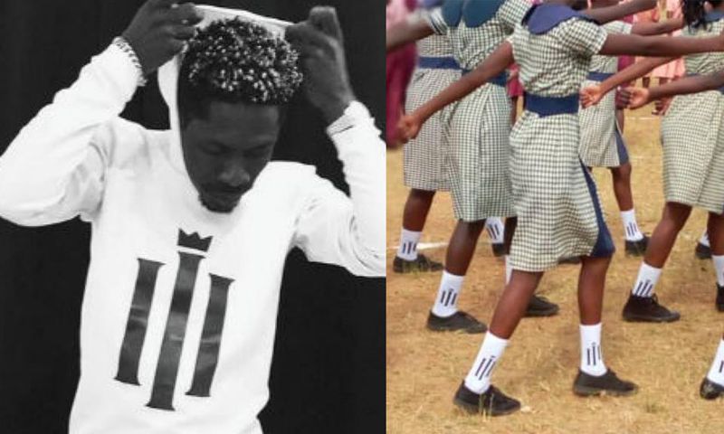 Shatta Wale reacts to student marching in reign socks
