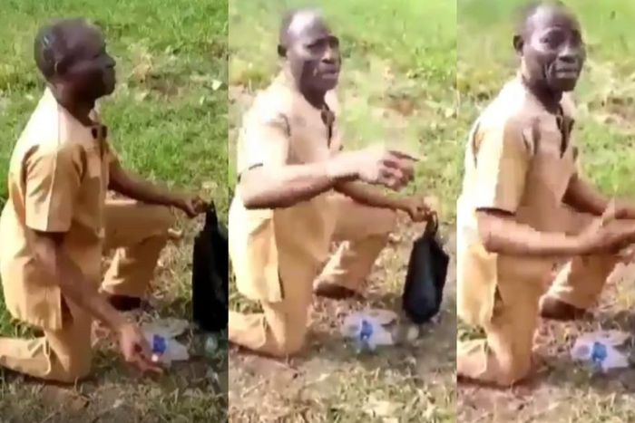 “I wanted to use it for experiment” - Pastor nabbed packing human faeces (video)