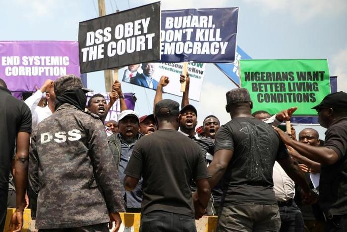 People demonstrate to demand the release of opposition activist Omoyele Sowore in November 2019 in Abuja
