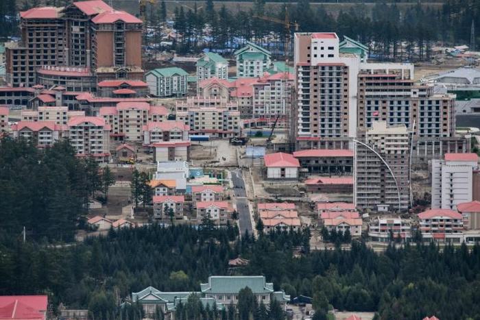 This photo of North Korea's Samjiyon, taken in September, shows part of the massive construction project opened on Tuesday