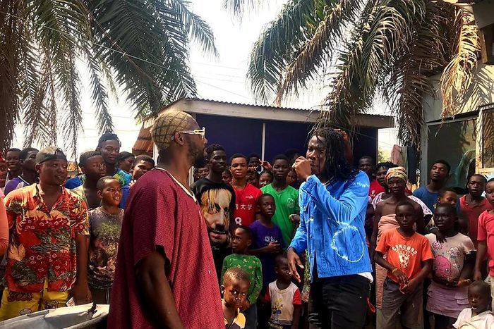 Beniton and Stonebwoy on set for 'Struggles'