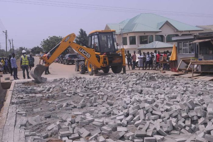 Minister orders destruction of illegal road pavement in Tema