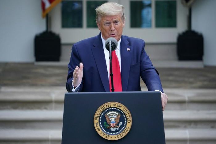 US President Donald Trump addresses a daily briefing by the White House coronavirus task force, on April 14, 2020