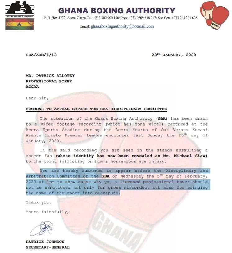 Statement from Ghana Boxing Authority (GBA)