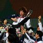 Team-mates threw Hwang Ui-jo in the air after his scoring spree led South Korea to victory in the 2018 Asian Games