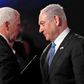 US Vice President Mike Pence (L) greets Israeli Prime Minister Benjamin Netanyahu during the Fifth World Holocaust Forum in Jerusalem on January 23, 2020; Pence invited Netanyahu and his main election rival to Washington next week