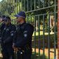 Militarized police outside the Venezuelan embassy in Brasilia, Brazil as supporters of President Nicolas Maduro and opposition leader Juan Guaido vie for control of the diplomatic compound