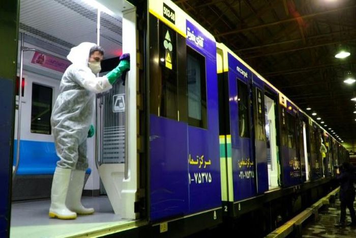 Workers are disinfecting buses and subway trains in Iran where more than a dozen people have died from the coronavirus outbreak. Duration: 00:43
