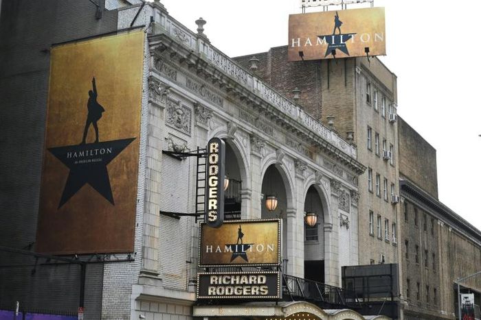 The Richard Rodgers Theatre, pictured in 2019, is an institution in the Broadway theater district, which has been forced to close by the coronavirus