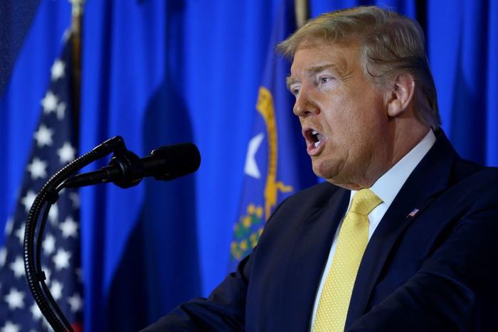 Trump, pictured in Las Vegas on February 20, 2020, was impeached in December over accusations that he coerced ally Ukraine into helping him cheat in the 2020 election