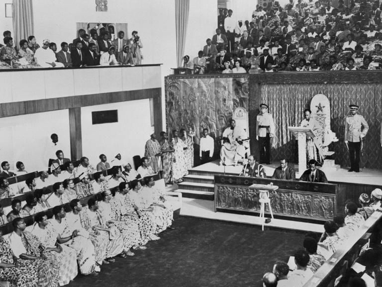 Ghana's President Kwame Nkrumah addresses parliament in 1960. In 1957, Ghana became the first country in sub-Saharan Africa to declare independence