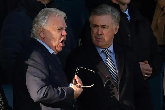 New Everton manager Carlo Ancelotti (right) watched the Toffees 0-0 draw with Arsenal